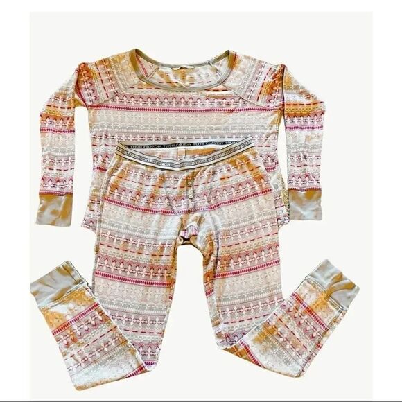 Vintage Victoria’s Secret Thermal Fair Isle Fireside Pajama Set Grey/ Pi… - Picture 4 of 7